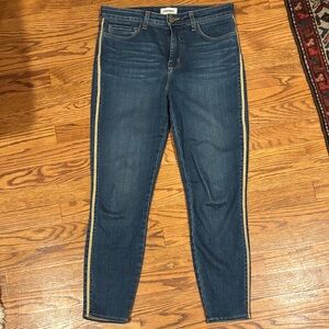 L'AGENCE Margot Dark Wash Skinny Jeans with Gold Stripe